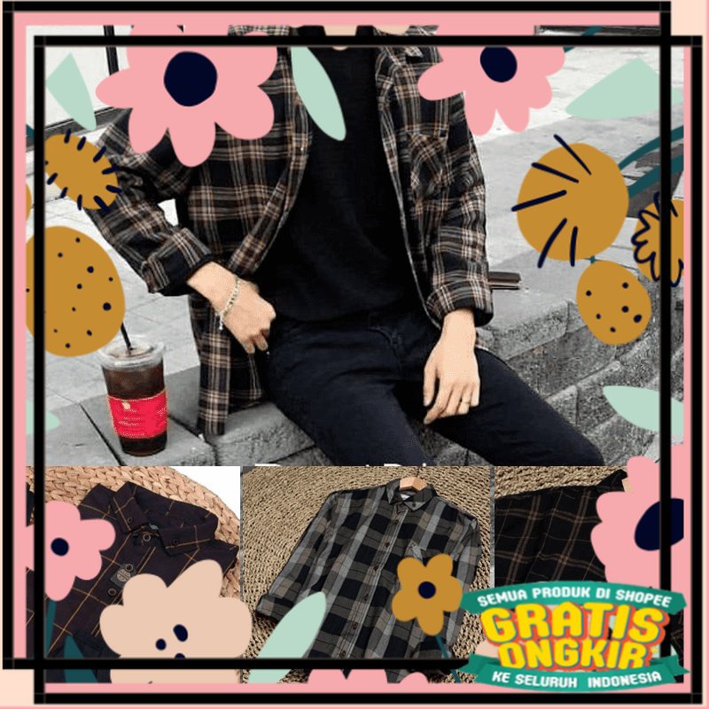 Heymale laki laki permpuan unisex  hem kemja / (NEW - 16Motif) KEMEJA FLANEL LENGAN PANJANG UNISEX P