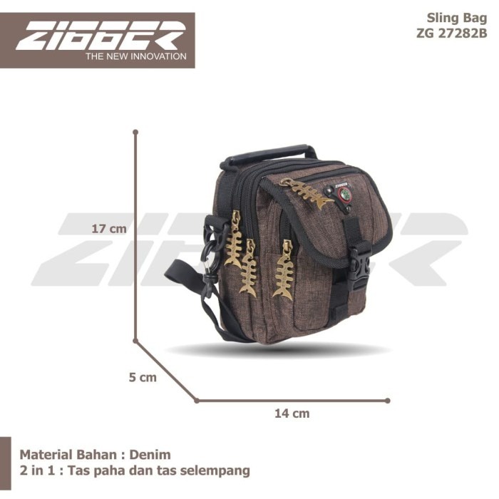 [KLIKTAS] Tas Slempang Pria 2 in 1 ZIGGER - ZG 27282B - Sling Bag Gaul