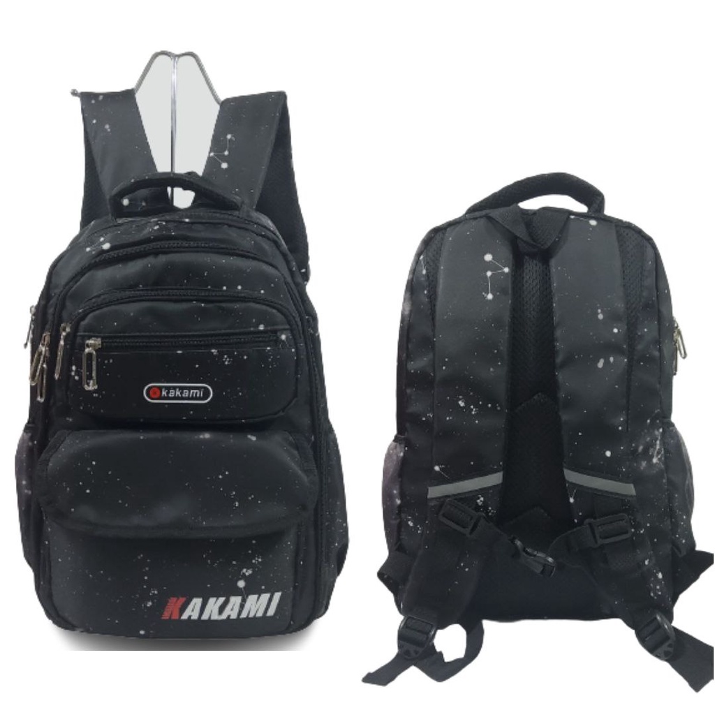 Gratis Gantungan dan Raincover! Tas Ransel Sekolah Anak SD SMP BackpackImport 18817 Galaxy Space Pintu Kulkas Double Layer