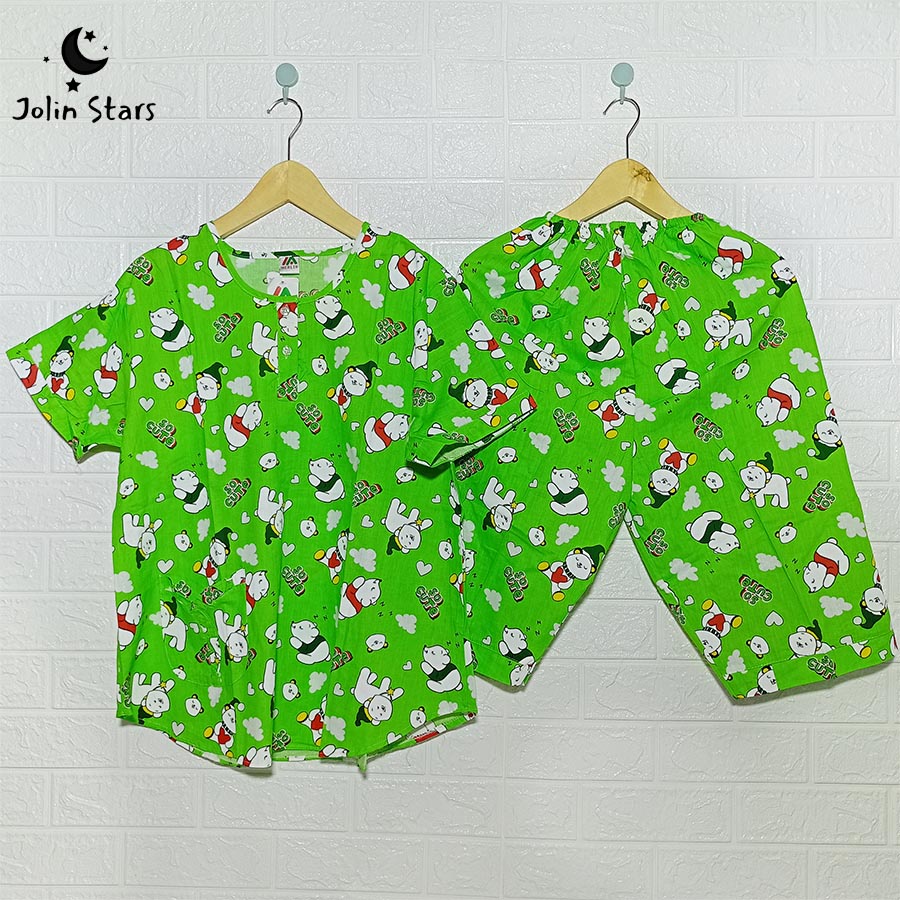 Baju Tidur Merlin Katun BD Dewasa ( Lengan Pendek Celana 3/4 ) | Baju Tidur Merlin Motif Bear
