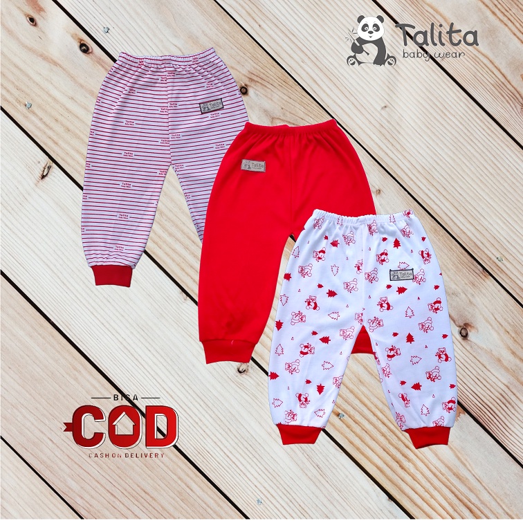 ISI 3 Pcs Celana Panjang Bayi Baru Lahir Newborn Seri Warna