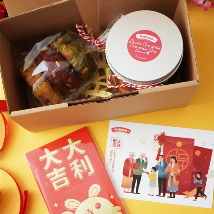 

✨READY✨ -le biscuit - Imlek & Valentine Hampers - 3 Giant Cookies + 1 Jar- 1.1.23