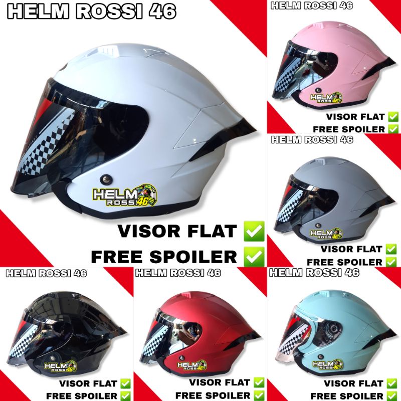 HELM GIFT SARGON PUTIH HITAM MERAH GREY ABU ABU DOFF TOSCA PINK rep NJS KAIROZ + Visor FLAT Venom + Spoiler