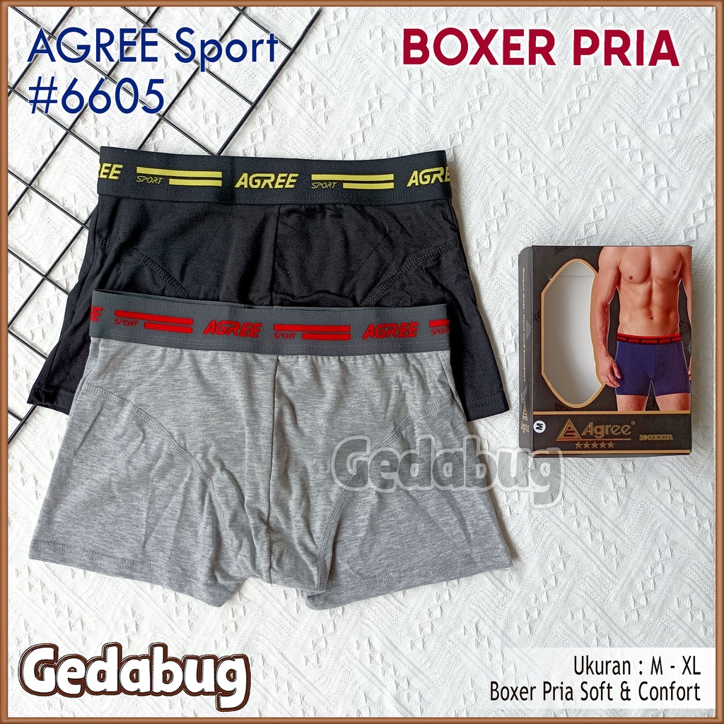 2 pc CD Boxer AGREE 6605 | Celana dalam Pria Soft &amp; Confort Isi 2 Pcs | Gedabug