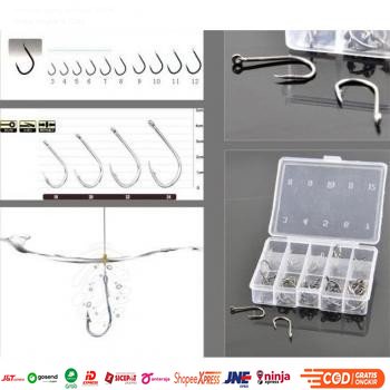 Click 1 set box Long Handled Fishing Hook Ten Division No 3-12 Set / Kail Pancing mata kail pancing 