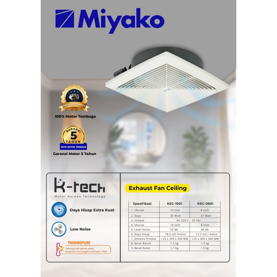 MIYAKO Exhaust Fan Ceiling 10 Inch KEC-1001