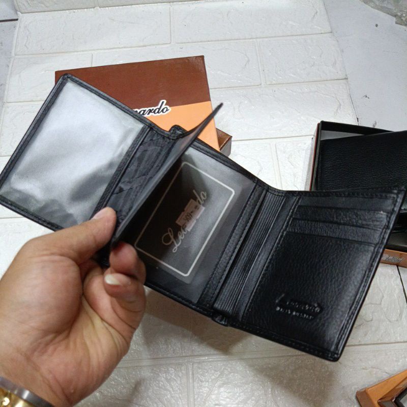 Dompet Lipat Kulit Leonardo // Dompet Pria Lipat Buku Dan Ruang Kartu