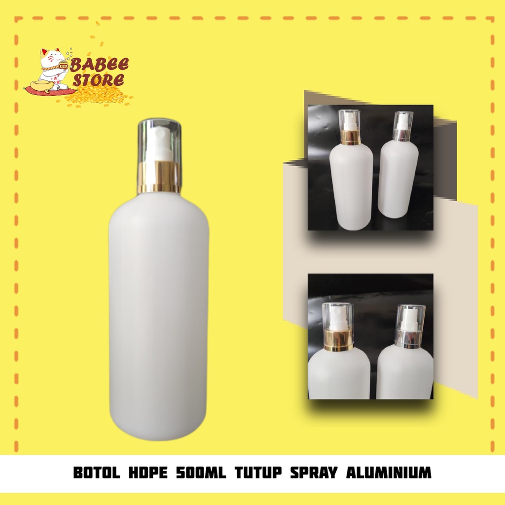 BOTOL 500ML HDPE SPRAY GOLD FULLCAP  / BOTOL HDPE 500ML TUTUP SPRAY GOLD SILVER