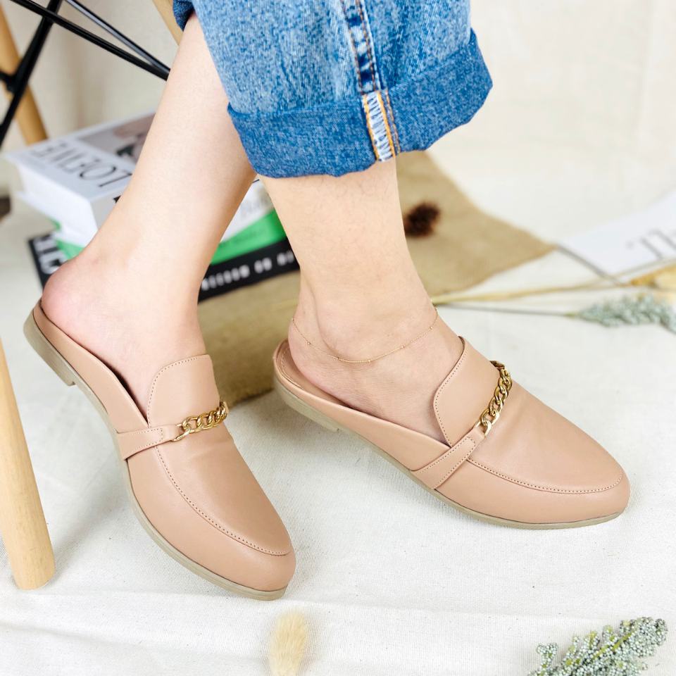 PS Bustong Rantai Sepatu bustong flat teplek Wanita sepatu kasual