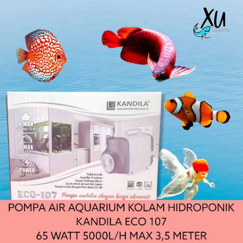 POMPA CELUP KANDILA ECO 107 FILTER AIR POMPA AQUARIUM KOLAM HIDROPONIK 65 WATT