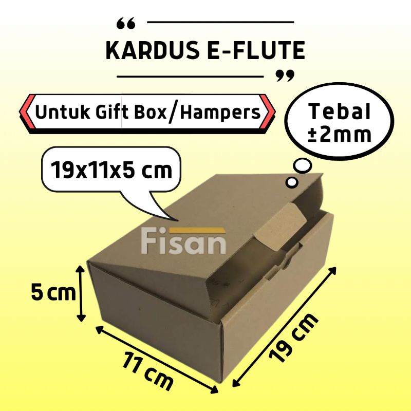 

Kardus E-Flute Dus Box Kotak Hampers Baju Polos 19x11x5 cm