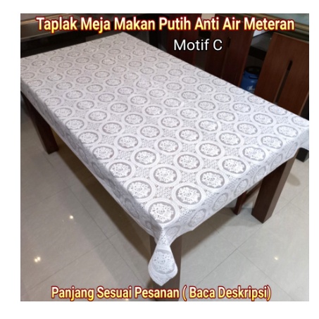 Taplak Meja Makan Plastik Putih Polos Meteran Panjang 3 4 5 Meter