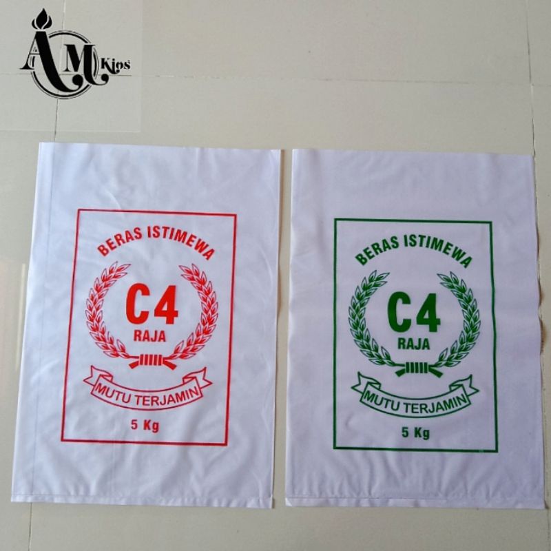 Plastik beras kemasan 5kg sablon cap c4 Raja