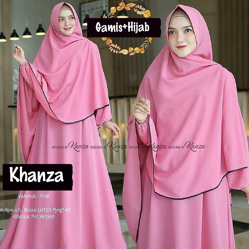 Khanza FREE Hijab - Baju Gamis Dress Syari Wanita Busui L XL XXL Jumbo Kondangan Naik Haji Umroh Ser