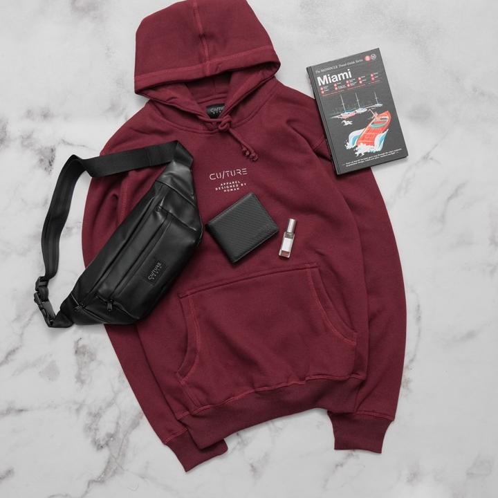 SIA287 CULTURE BASIC | HOODIE MAROON BUNDLING (HOODIE + WAISTBAG + DOMPET) ++