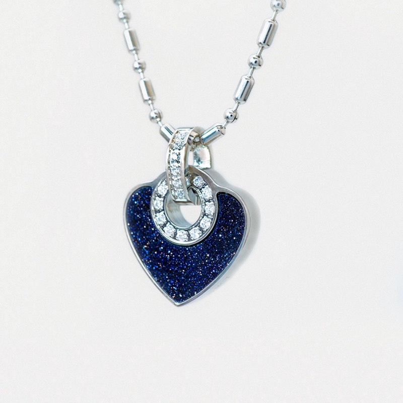 Kalung Millionaire Pendant Heart Blue