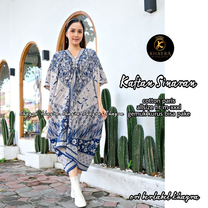 Kaftan Sinaran Kerut / Dress Batik Paris / Baju jumbo