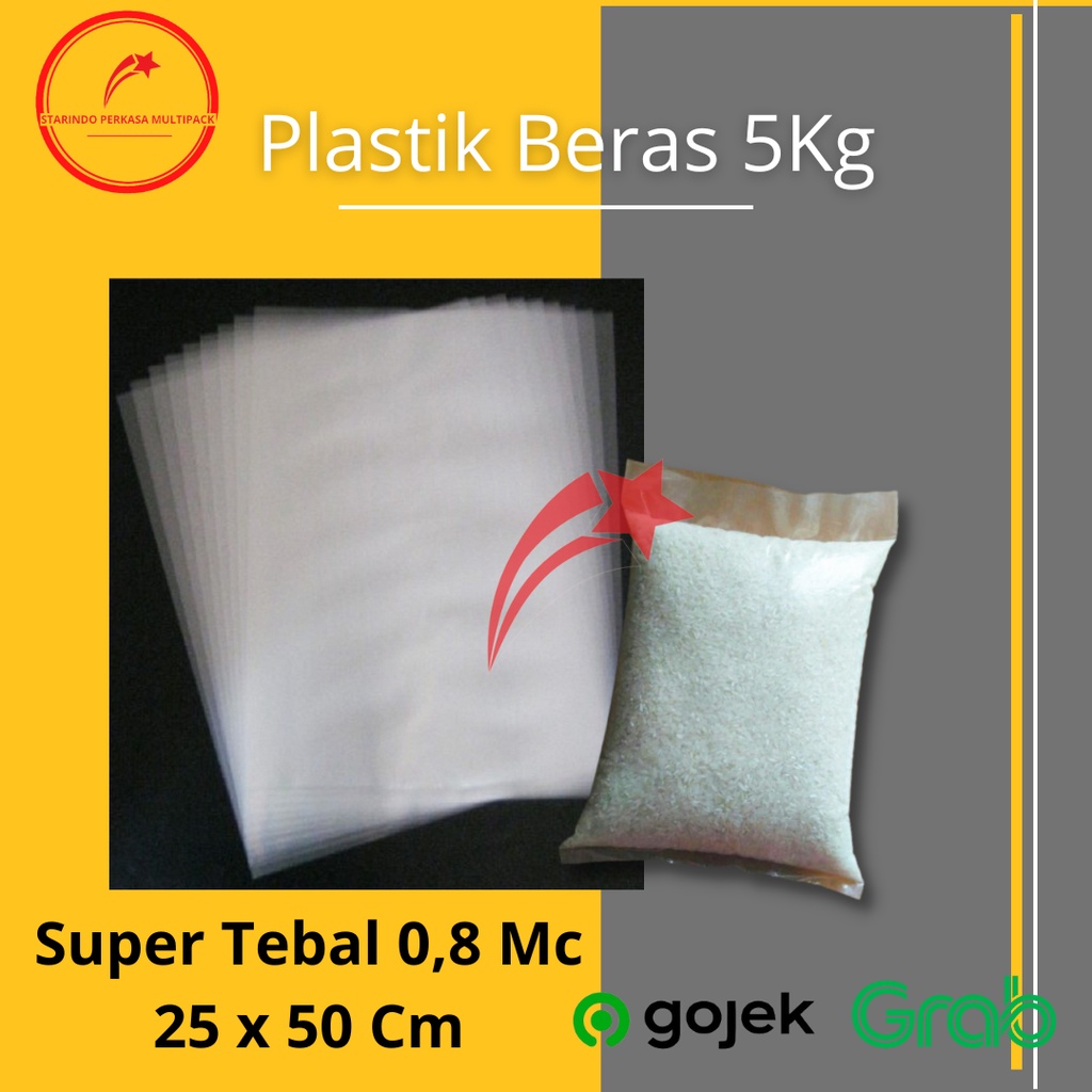 Plastik Beras 5Kg Bening Tebal Bahan PE Ukuran 25X50CM Per Kg