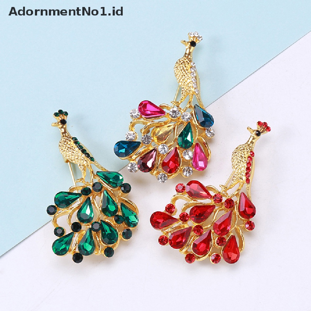 [AdornmentNo1] Retro Hewan Bros Berkilau Berlian Imitasi Merak Bros Hewan Bros Pin Perhiasan Hadiah Aksesoris Pakaian Ornamen [ID]