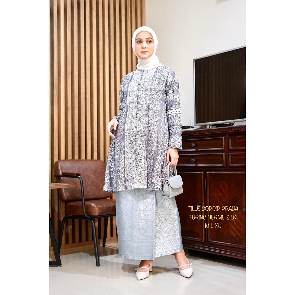 Tunik wanita terbaru ori brand kamari katun tille bordir prada full puring herme silk premium / Tuni