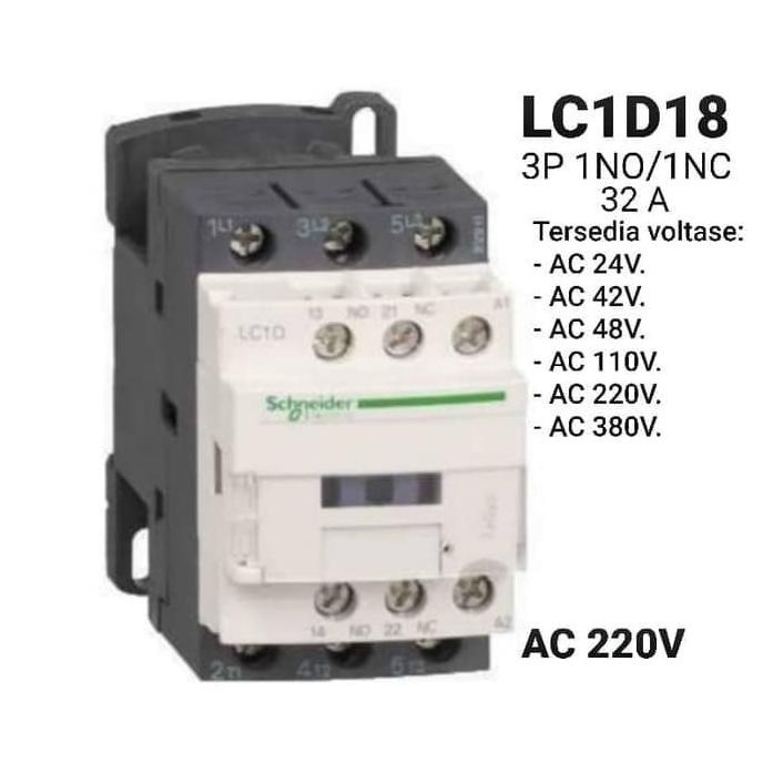Contactor Kontaktor Magnet Schneider LC1D18 24V 42 48V 110V 220V 380V