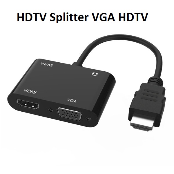 Splitter HDMI to HDMI VGA Full HD Audio Konverter HD to VGA