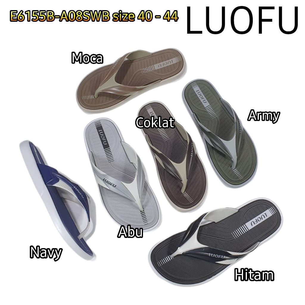 LUOFU ORIGINAL sandal karet empuk murah cowok jepit sendal japit cowok import E6155B-A08SWB