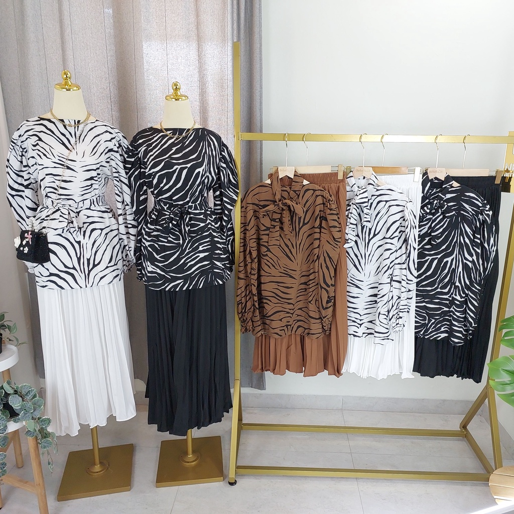 SETELAN ZEBRA ROK PLISKET FASHION WANITA IMPORT BANGKOK CODE S1 DYDY