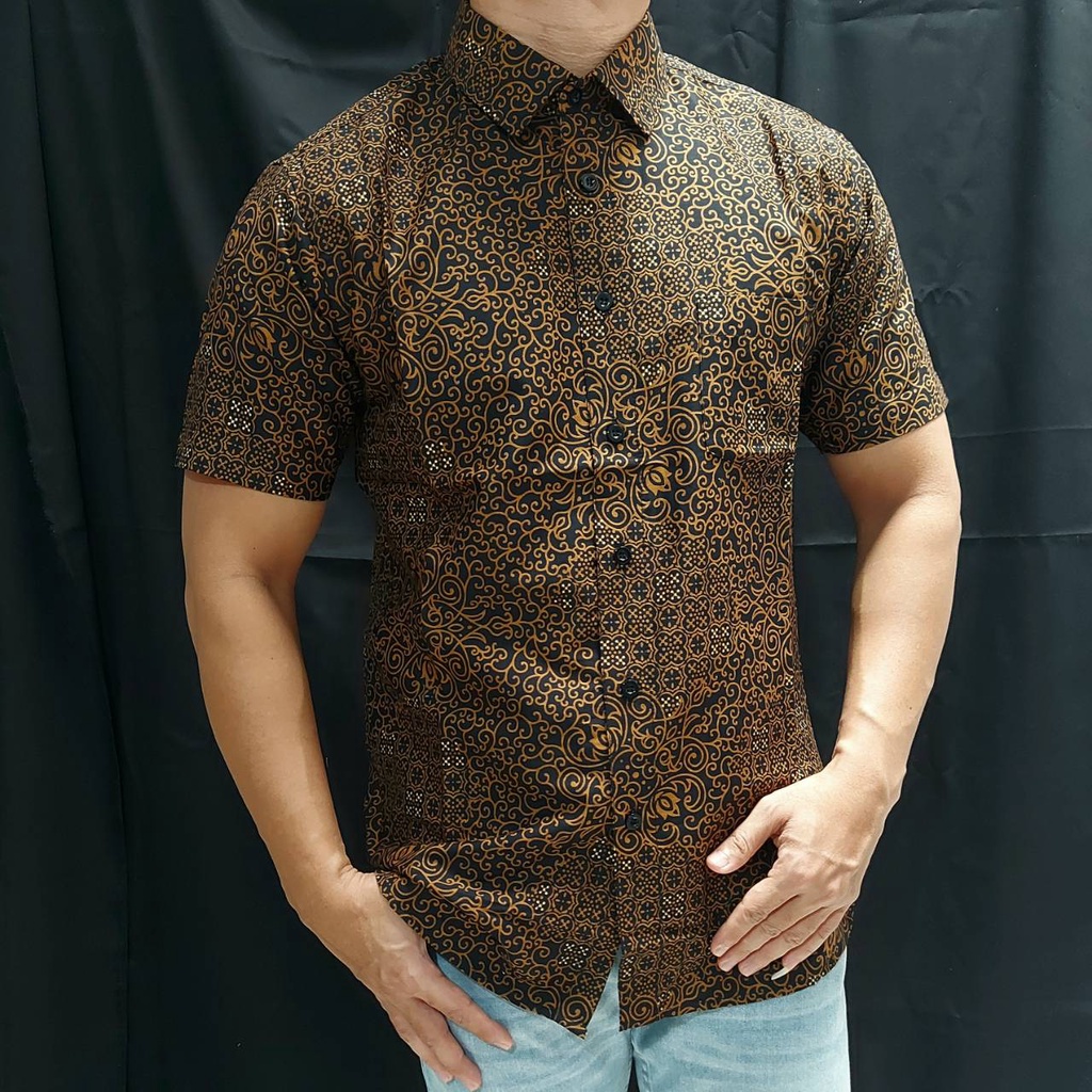 Baju Batik Pria Slimfit Kemeja Lengan Pendek Slim Premium Kode 2021