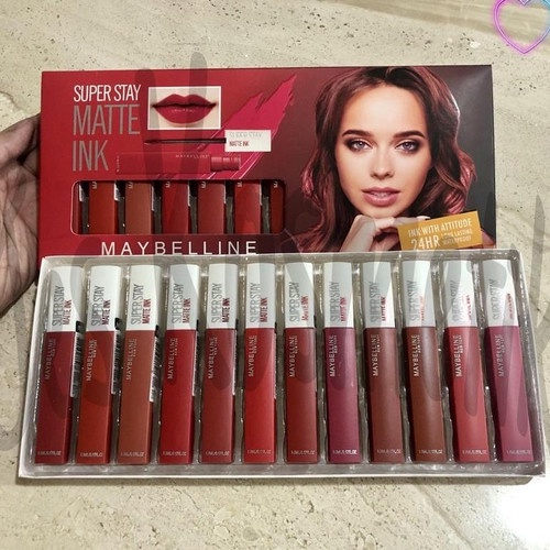 ( 1 Pallet isi 12 pcs ) PAKET LIPCREAM MAYBELLINE BARCODE FASION MOTIF