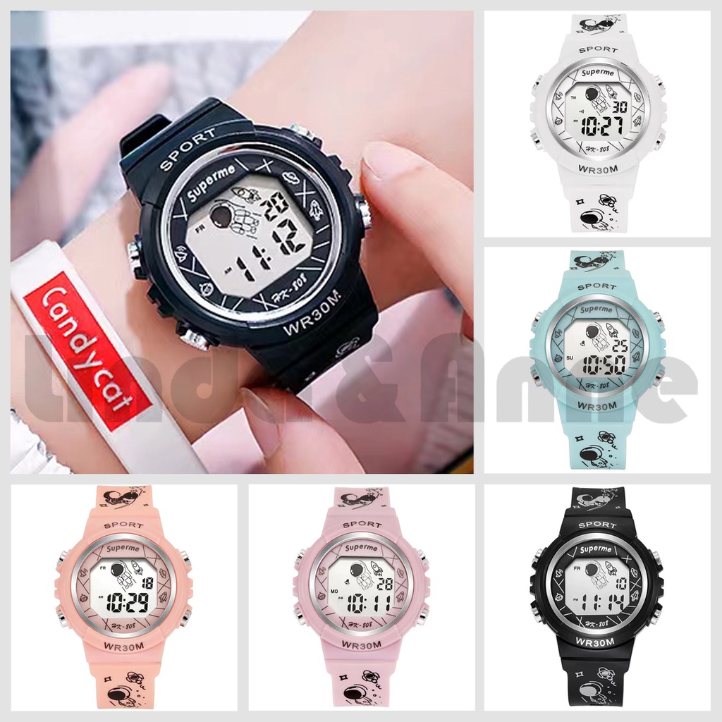 Jam Tangan Wanita Dan Pria Digital Sport Spaceman Electronic Watch Luminous Watch
