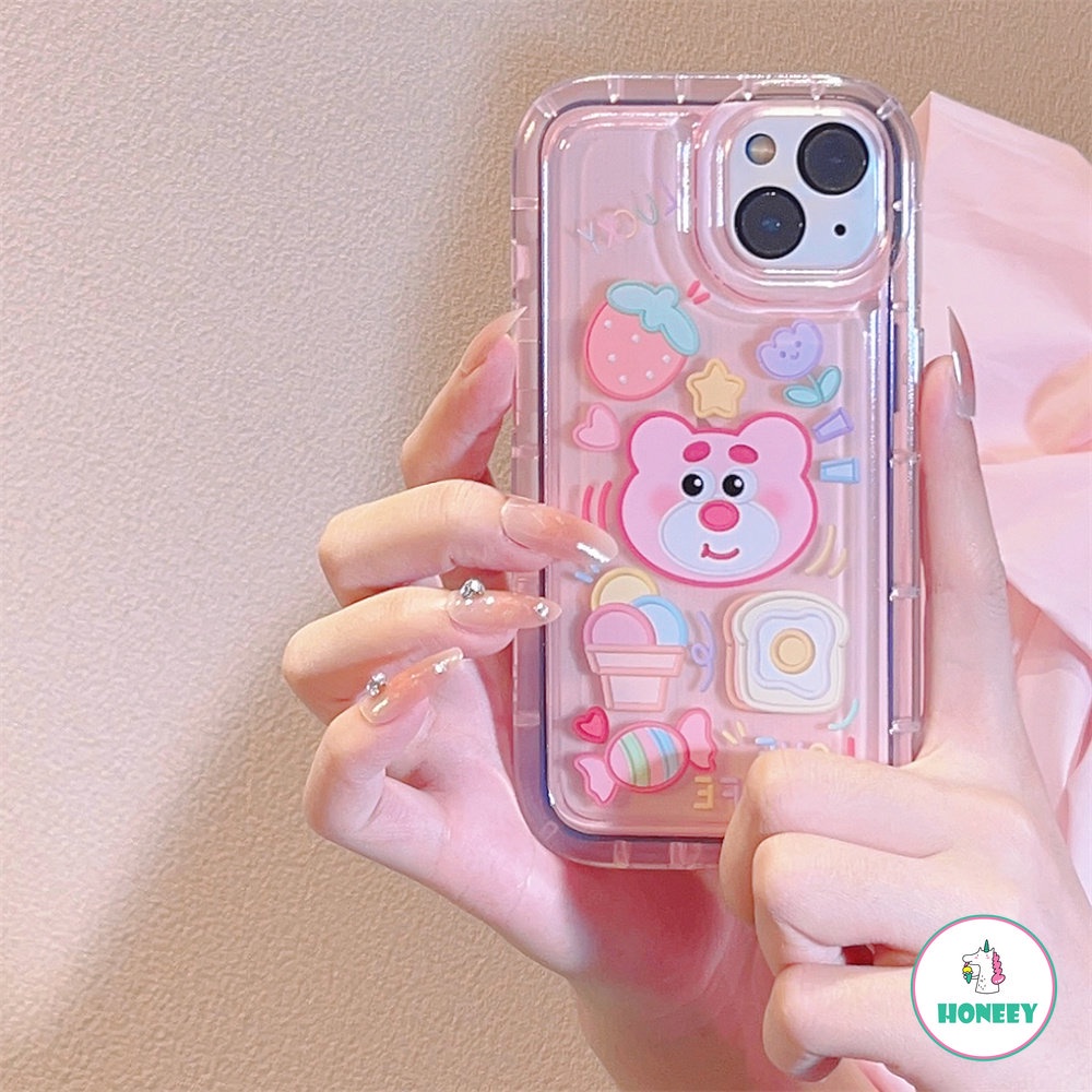 Soft Case TPU Transparan Anti Ketukan Motif Strawberry Untuk IPhone 14 13 12 11 Pro Max