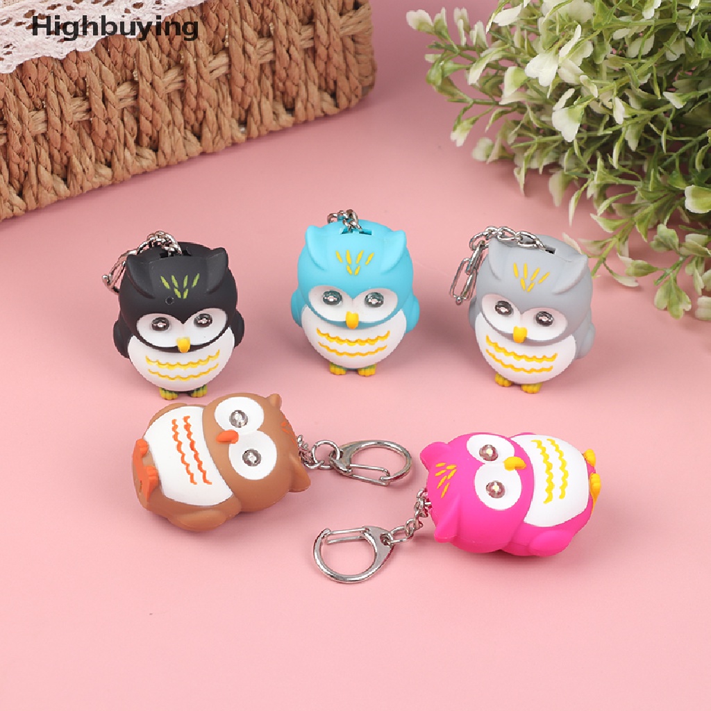 Hbid Cute owl Keyring LED Torch Dengan Lampu Suara Keyfob Hadiah Mainan Fashlight Keychain Glory