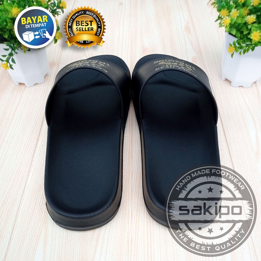 PROMO 1.1 NEW YEAR SALE !! SENDAL DISTRO KEREN KEKINIAN PRIA DEWASA REMAJA SLIDE HITAM EMAS MOTIF GAMING / SENDAL SLIDE MURAH TERBARU  / SENDAL SLOP PRIA TERBARU / SAKIPO