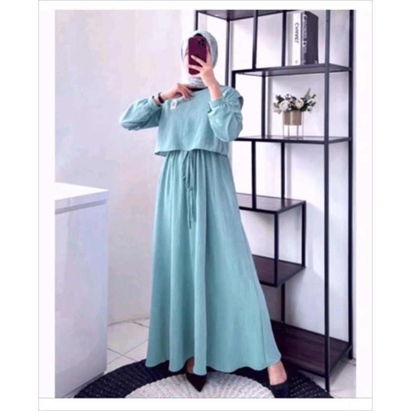 MJS 482 - Maxy Dress Glacia Crinkle Airflow Premium Baju Gamis Pakaian Wanita Busui Friendly Anti Kusut