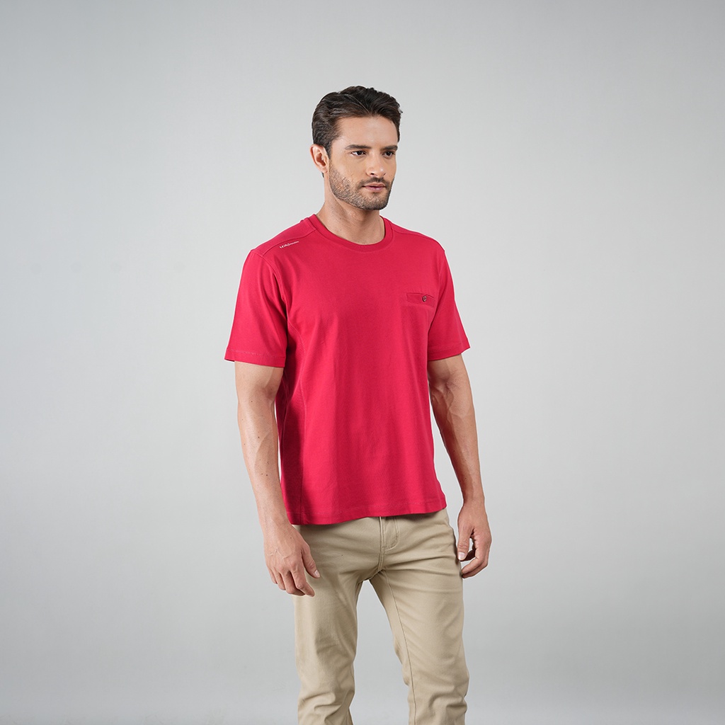 LGS - Kaos Casual Pria - Lengan Pendek - Motif Polos Basic - Merah - CTS.222.N3069.05.C