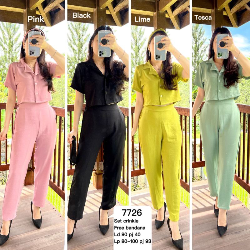 setelan top pants / set baju dan celana / baju crinkle