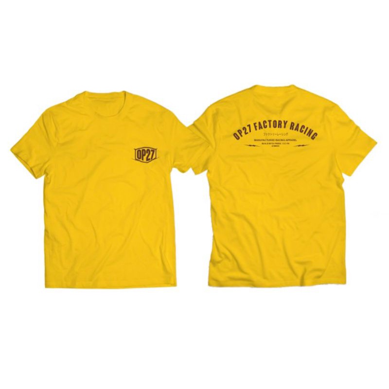 Tshirt kaos op27 factory code yellow brown