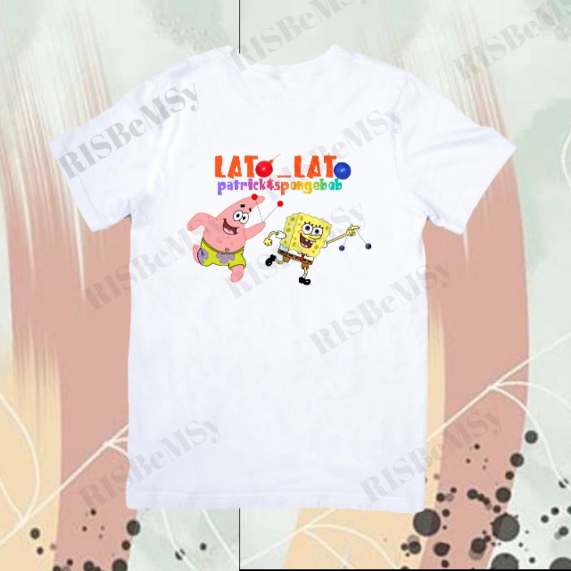 kaos anak viral lato_lato patrick&spongebob/baju kaos lato_lato/kaos lengan pendek lato_lato/tek tok