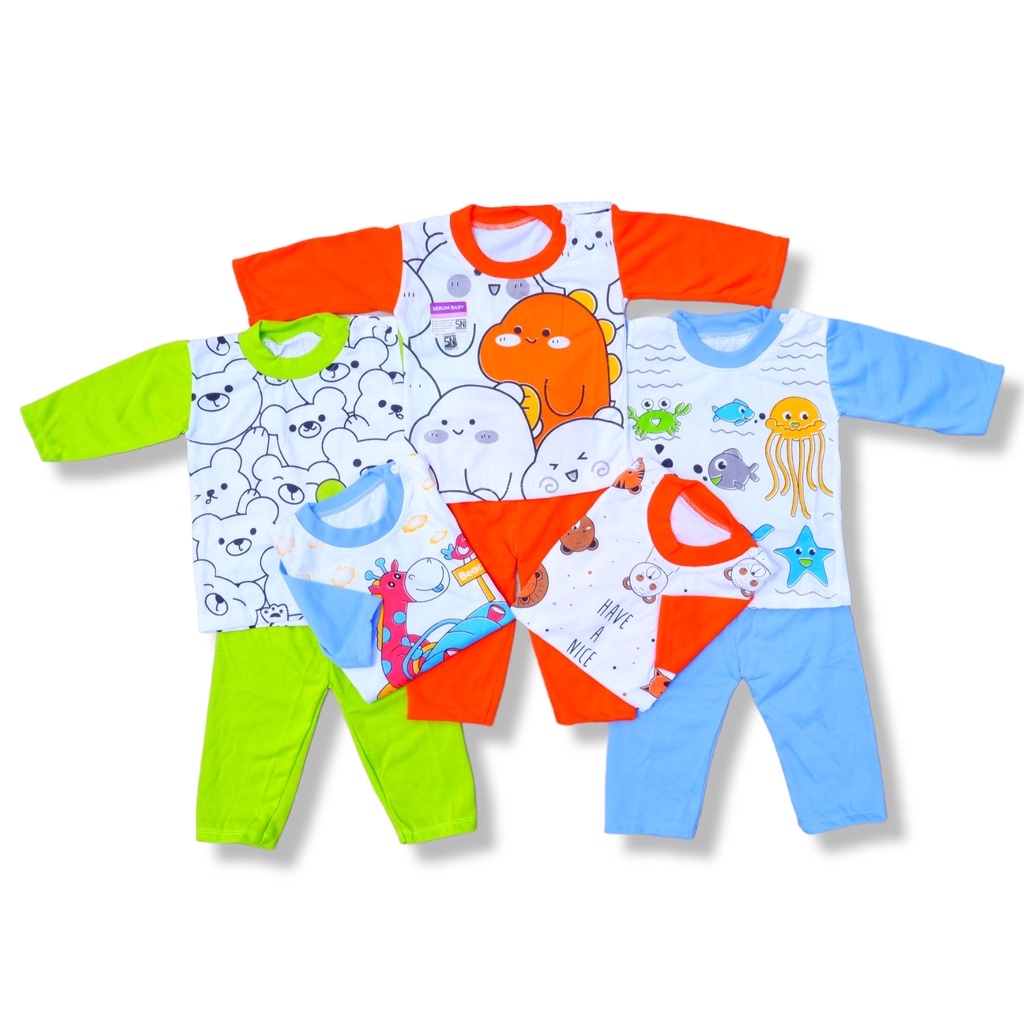 (NDL001)SET ISI 3 STELAN BAJU BAYI SNI 3-18 BULAN SERUNI BABY NDL KOMBI