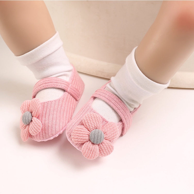 1234OS - Sepatu Prewalker Casual Anti Selip Aksen Bunga untuk Bayi Perempuan 0-12 Bulan.