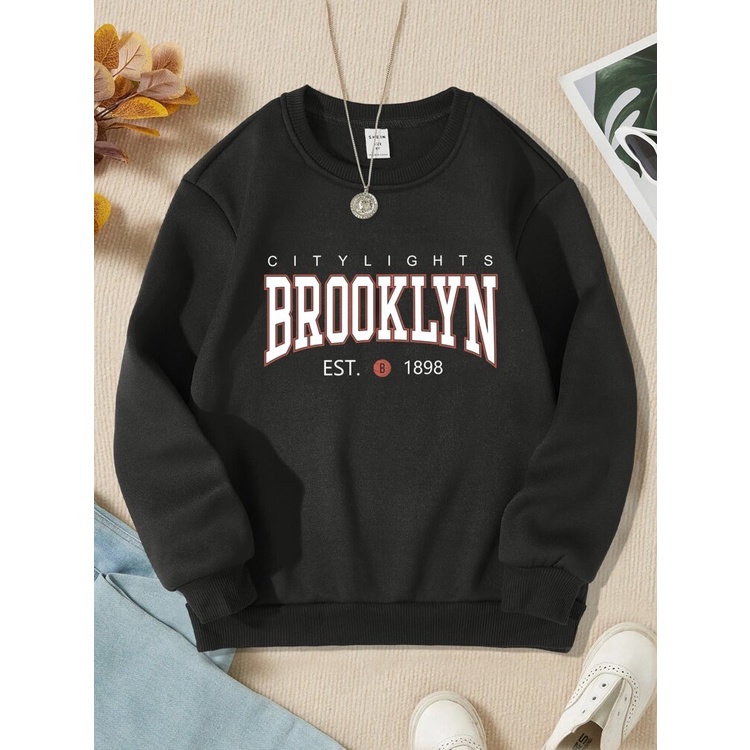 Sweatshirt Basic BROOKLYN est 1898  II Sweater Crewneck Print DTF II Size M - XL Anak &amp; Dewasa ( Pria &amp; Wanita )