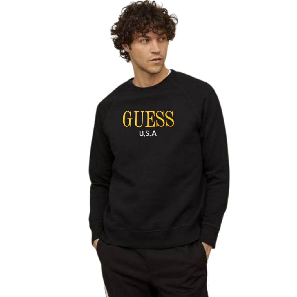 sweater guess hitam pria wanita terbaru / crewneck guess hitam pria / sweatshirth gues hitam pria wa