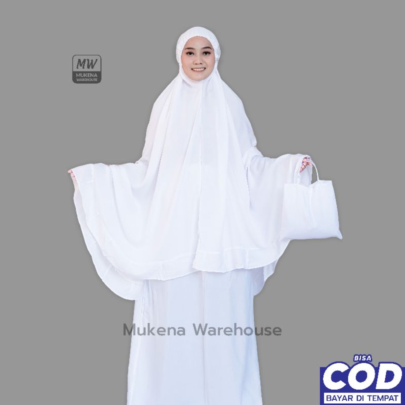 Mukena Bali Setelan Putih Polos Mukena Jadul Mukena Adem Bonus Tas