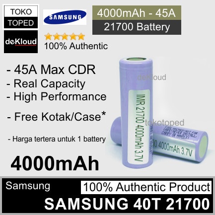 AUTHENTIC SAMSUNG 40T 21700 4000MAH BATTERY BATRE BATERAI CAS 45A