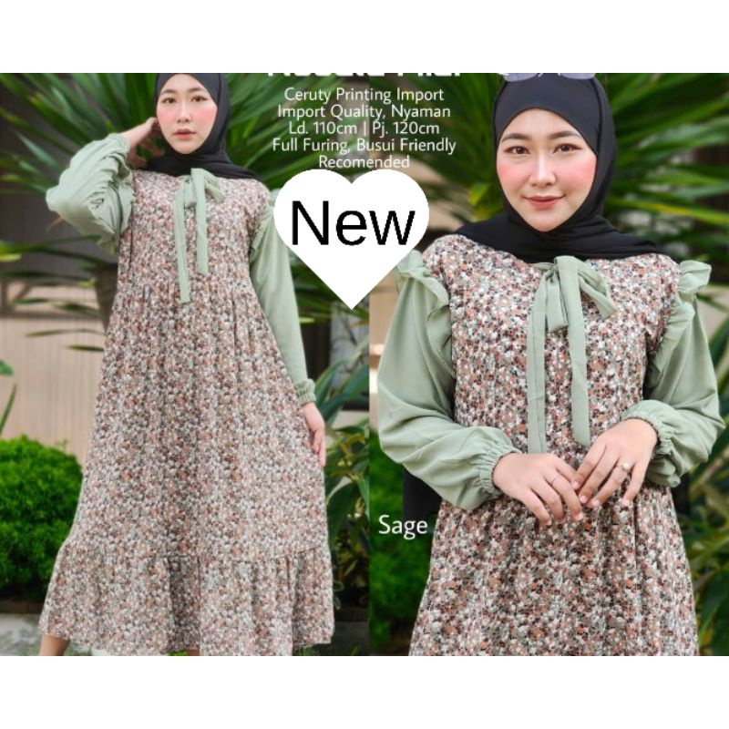 Midi Dress Ceruty Premium Gamis Wanita Remaja Terbaru Murah Original