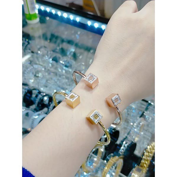 Gelang Bangle Titanium Anti Karat Berlian Permata Lapis Emas Perhiasan Kado Lahiran