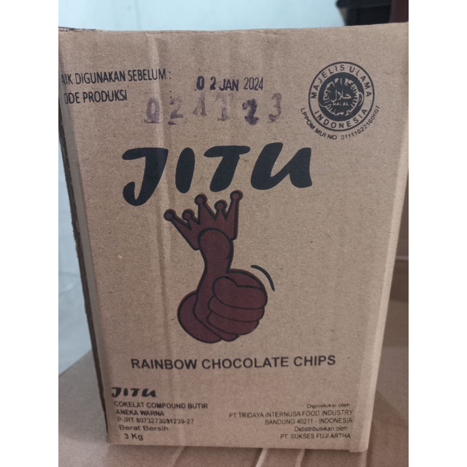 TERMURAH! JITU Rainbow Choco Chips 1 Pack 3KG 1/2 bulat gepeng / Rainbow Coklat Chips JITU setengah bulat gepeng