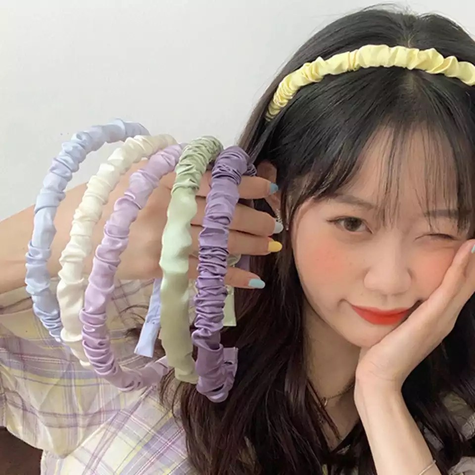 [HKL] Bando Scrunchie Satin / Bando Kerut Korea / Bandana / Aksesoris Rambut / Headband Model Korea