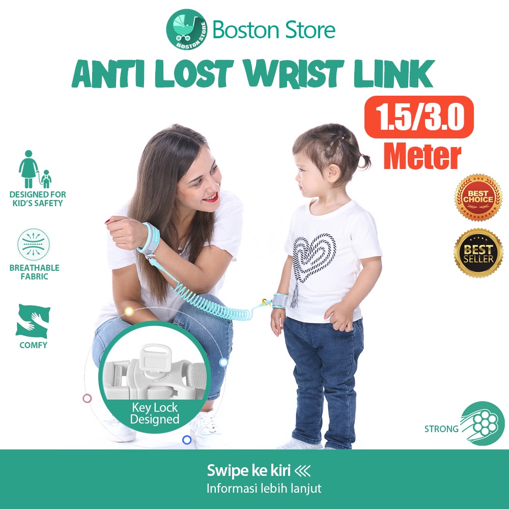 Bostonstore Gelang Tali Pengaman Anak / Child Safety / baby anti lost Tali Pengaman Tangan Anak Anti Hilang 2.5 Meter Child Anti Lost Strap Gelang Harness Pengaman Balita Jalan Anak/ Anti hilang tali SS 1.5m~3m / Tali Pengaman Gandeng Anak Bayi